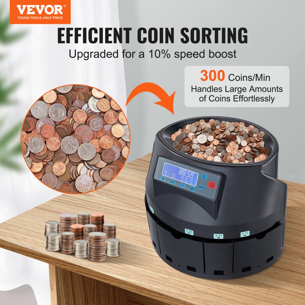 1550 - Efficient VEVOR Coin Sorter for Rapid Counting and Processing