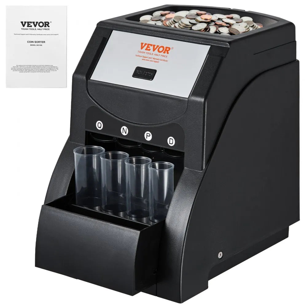 SS1350 - Efficient USD Coin Sorter with 200-Coin Hopper and Auto-Wrapping