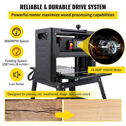 M1B-LS-3301 13" Powerful Thickness Planer with Dust Port & Stand