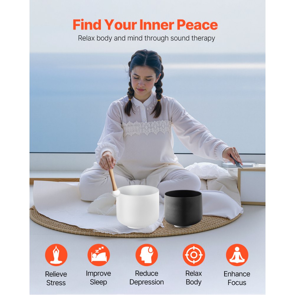 CB-003 - 8" & 10" Pure Crystal Singing Bowls for Meditation