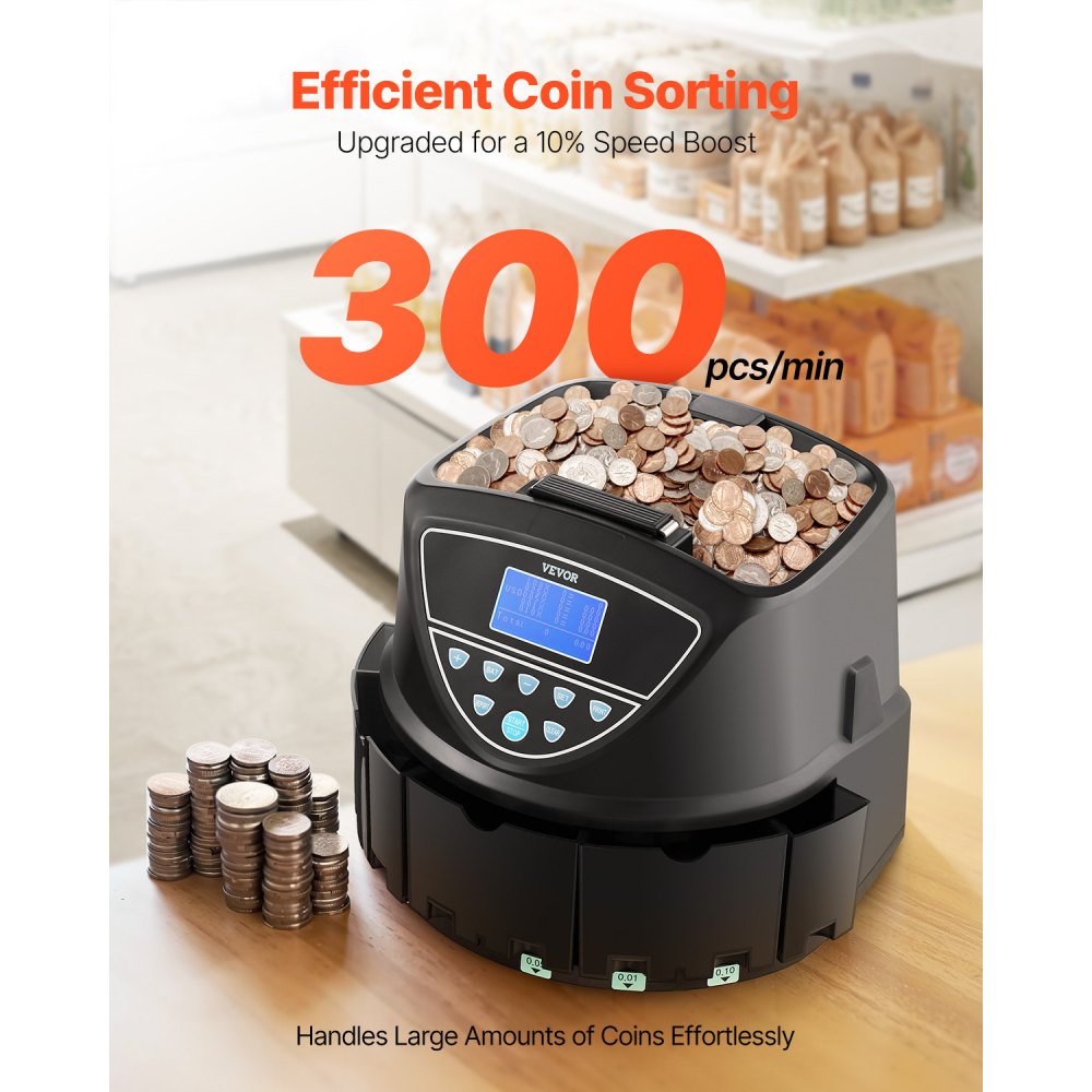 KSW550-4 LDM DM - 300 Coins/Min Coin Counter & Sorter with 2000 Capacity