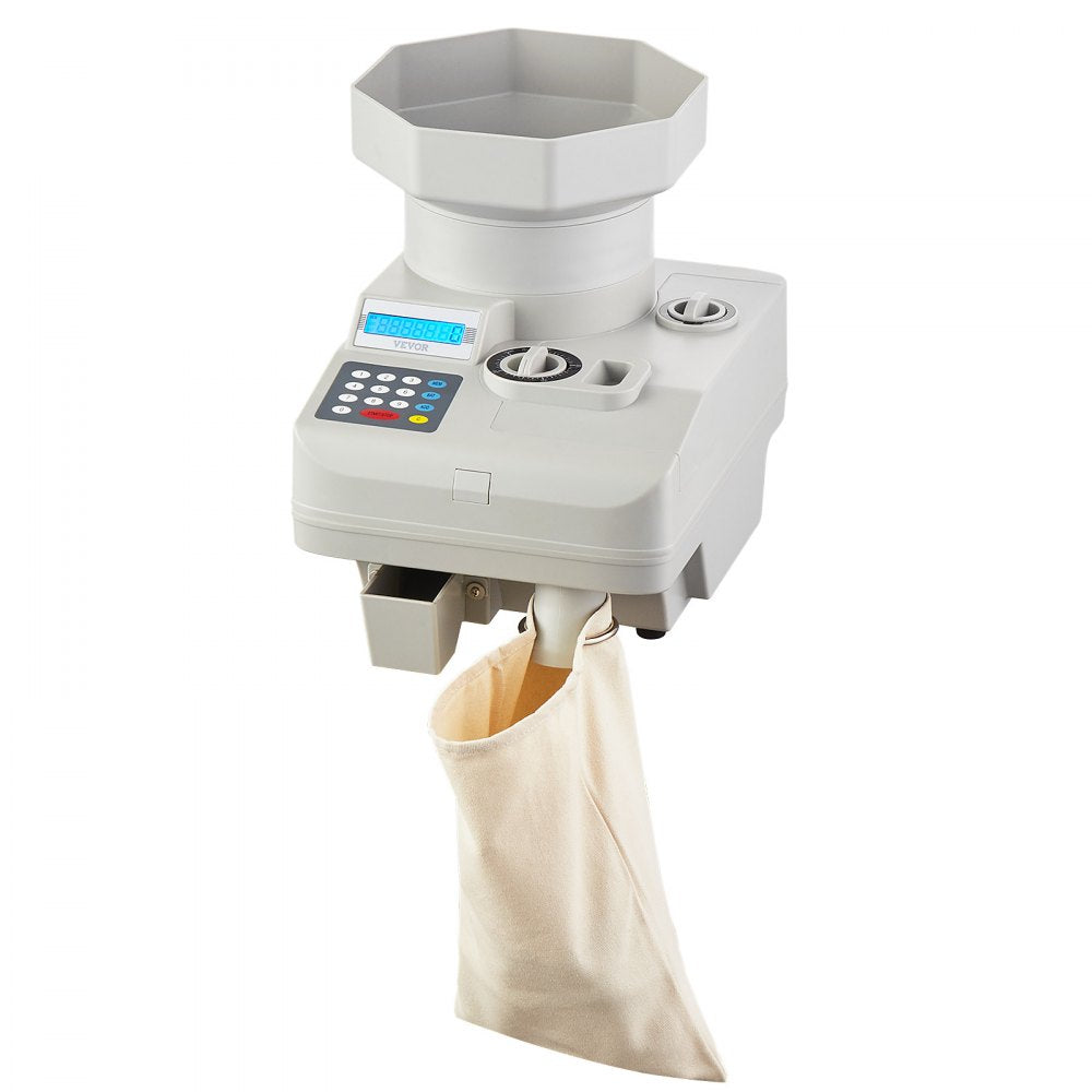KSW850 - Fast 1300 Coins/Min VEVOR Coin Counter with 11,000 Capacity