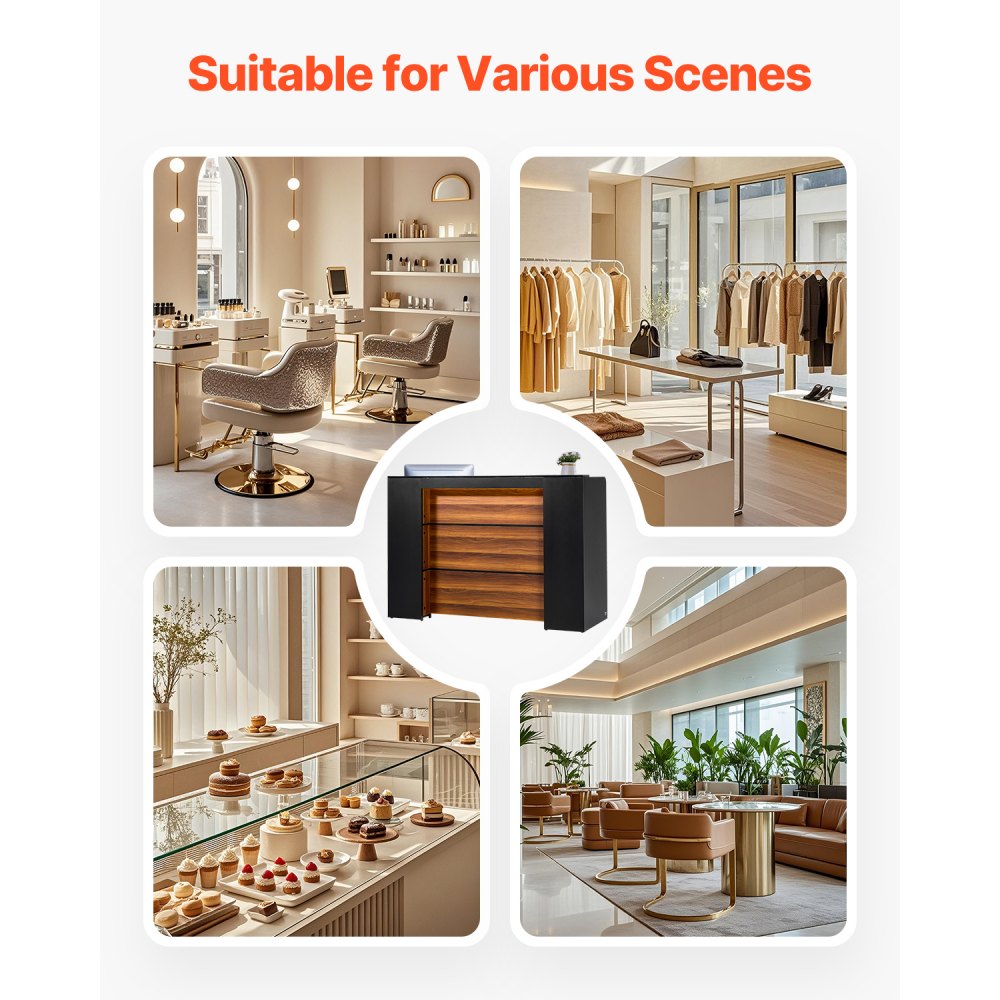 SS-602 - 62-Inch MDF Reception Desk with LED Light Strip