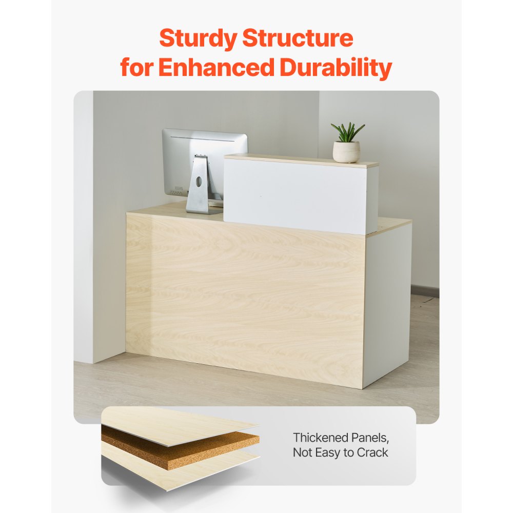 KLFD-04 - Durable MDF Reception Desk with Lockable Drawer & Storage Solutions