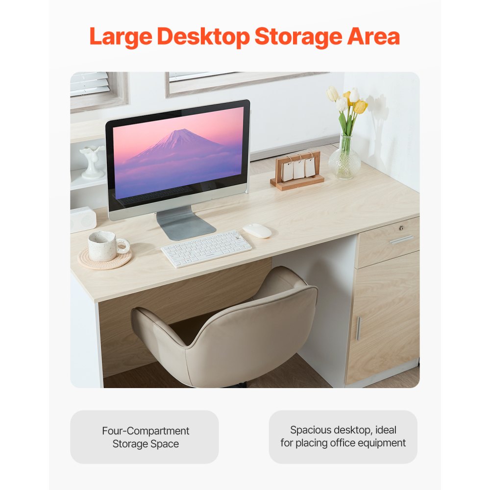 KLFD-04 - Durable MDF Reception Desk with Lockable Drawer & Storage Solutions