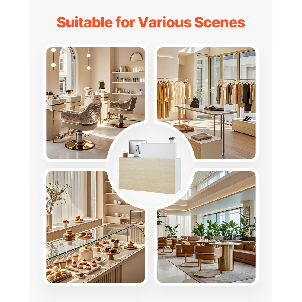 KLFD-04 - Durable MDF Reception Desk with Lockable Drawer & Storage Solutions