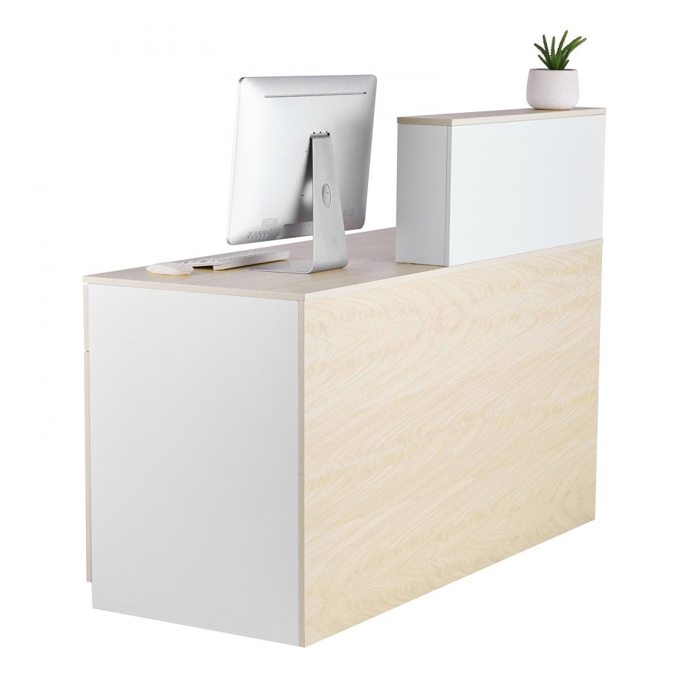 KLFD-04 - Durable MDF Reception Desk with Lockable Drawer & Storage Solutions