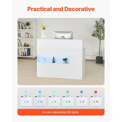 KLFD-01 - Modern MDF Reception Desk with Drawers & USB Ports