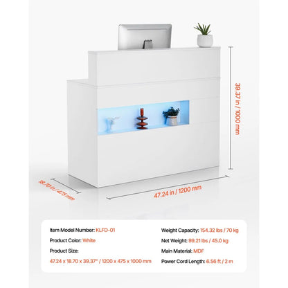 KLFD-01 - Modern MDF Reception Desk with Drawers & USB Ports