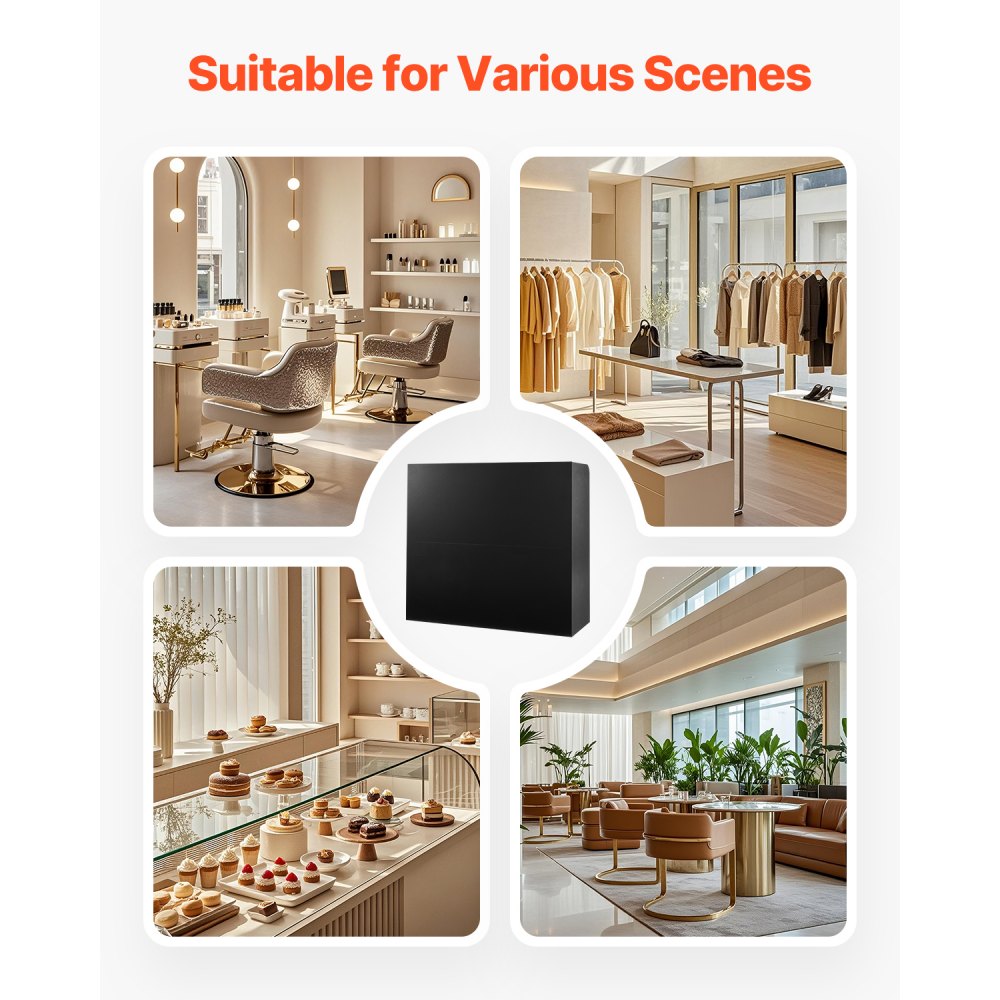 KLFD-03 - Durable Black Reception Desk with Lockable Storage, 47.24" x 18.90" x 43.31"