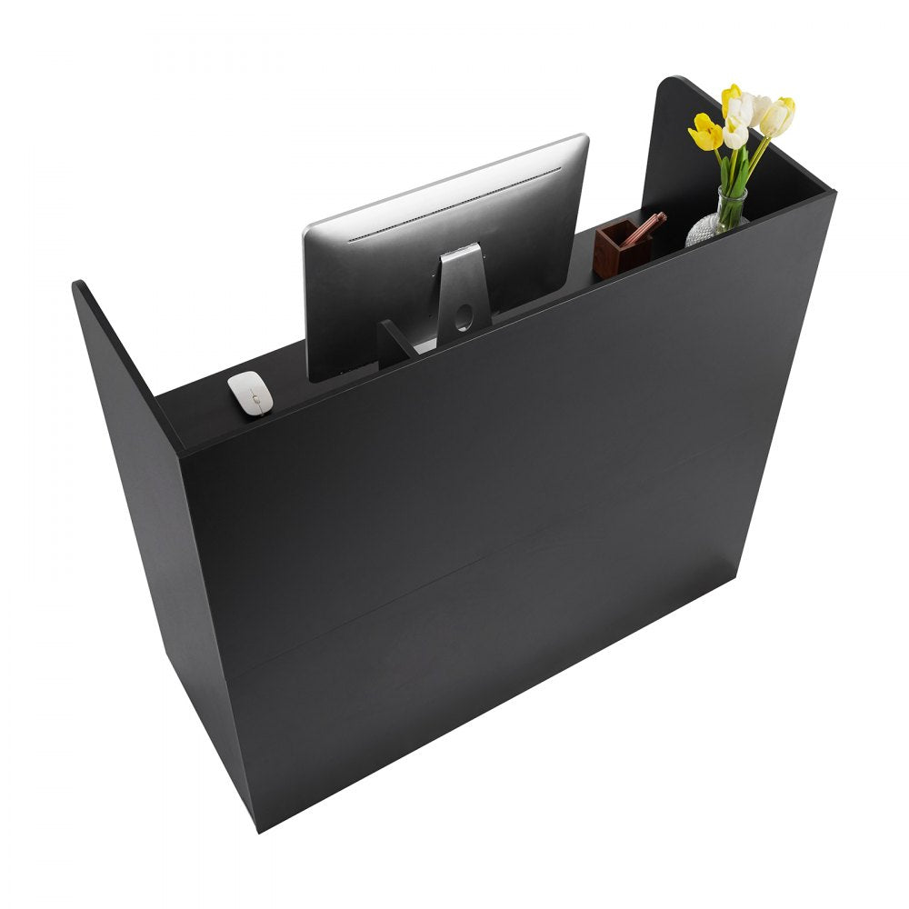 KLFD-03 - Durable Black Reception Desk with Lockable Storage, 47.24" x 18.90" x 43.31"