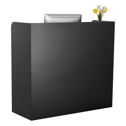 KLFD-03 - Durable Black Reception Desk with Lockable Storage, 47.24" x 18.90" x 43.31"