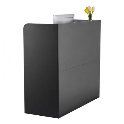 KLFD-03 - Durable Black Reception Desk with Lockable Storage, 47.24" x 18.90" x 43.31"