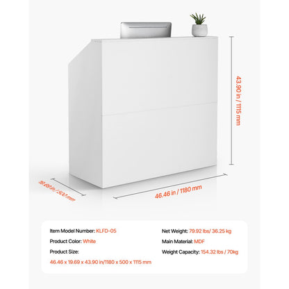 KLFD-05 - Modern MDF Reception Desk, 46.46"x19.69"x43.90", Elegant Design