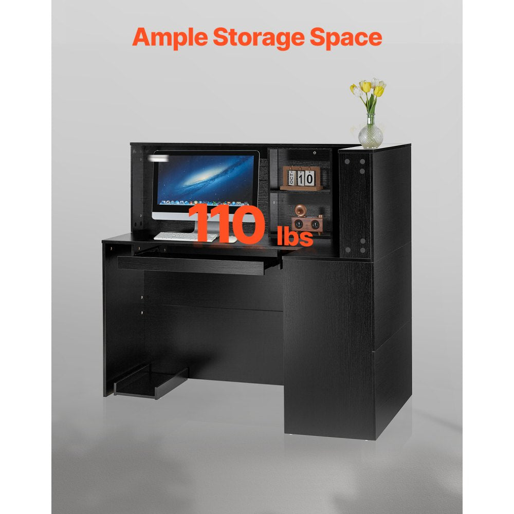 SS-601 - Waterproof L-Shaped MDF Reception Desk with Lockable Storage