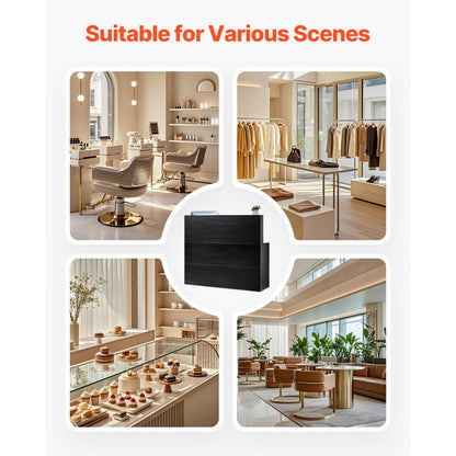 SS-601 - Waterproof L-Shaped MDF Reception Desk with Lockable Storage