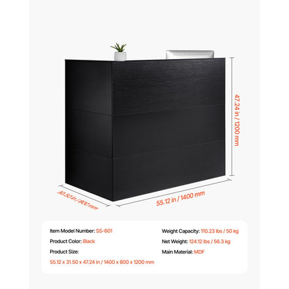 SS-601 - Waterproof L-Shaped MDF Reception Desk with Lockable Storage