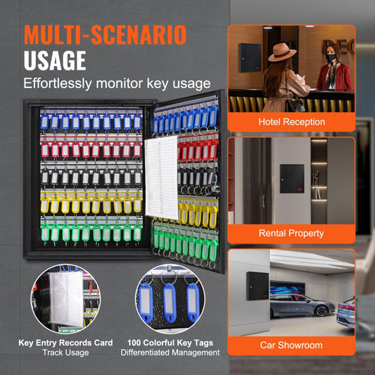 YX-K450-100 - Durable Key Storage Cabinet with Adjustable Racks for 100 Keys