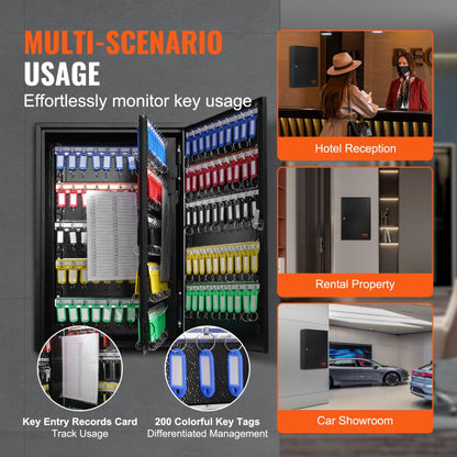 YX-K550-200 - Durable 200-Key Cabinet with Adjustable Hooks for Easy Organization