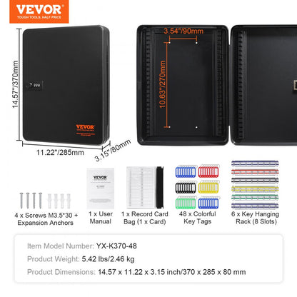 YX-K370-48 - Secure 48-Key Cabinet with Wall Mount & Combination Lock
