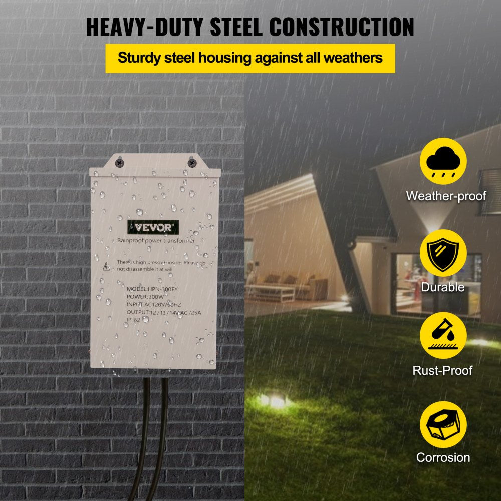 HWBY-3003 - 300W Outdoor Pool Light Transformer with Auto-Reset Safety