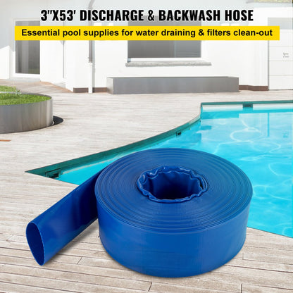 SPDH-8449 - 3" x 53' Heavy-Duty PVC Discharge Hose, Flexible & Durable