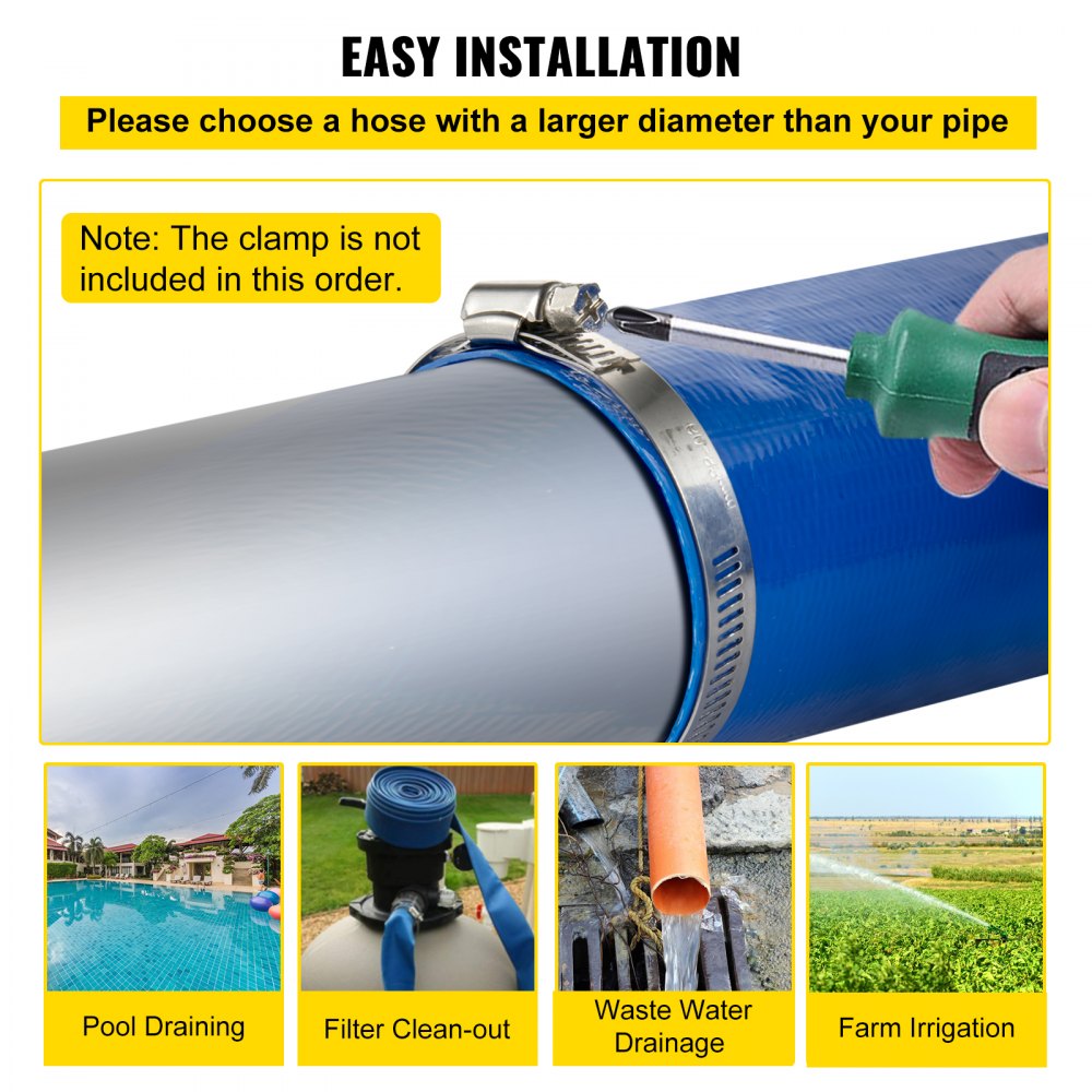 SPDH-8449 - 3" x 53' Heavy-Duty PVC Discharge Hose, Flexible & Durable