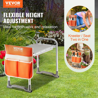 JK601 - Foldable Garden Kneeler and Seat with Tool Bag, Supports 330 lbs