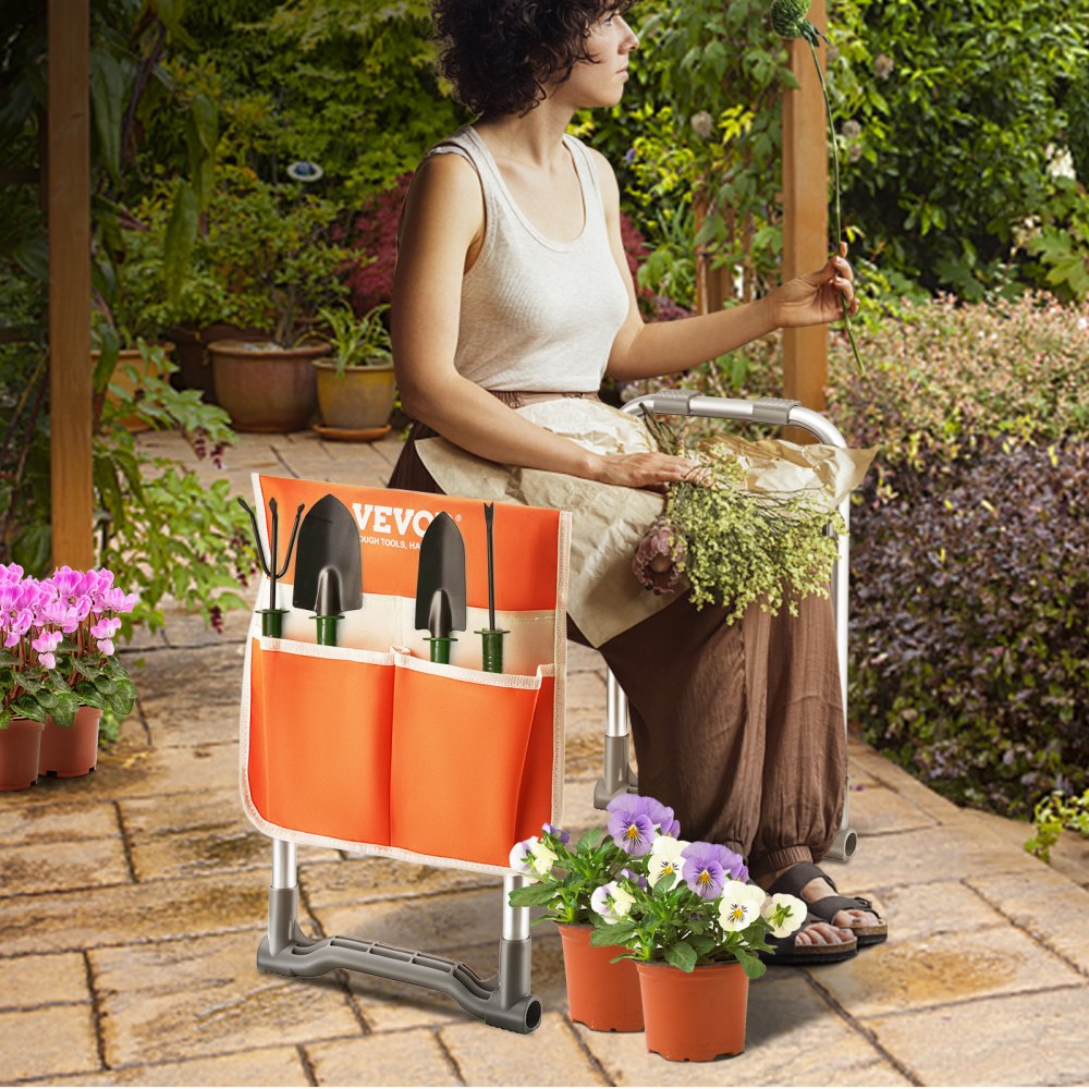 JK601 - Foldable Garden Kneeler and Seat with Tool Bag, Supports 330 lbs