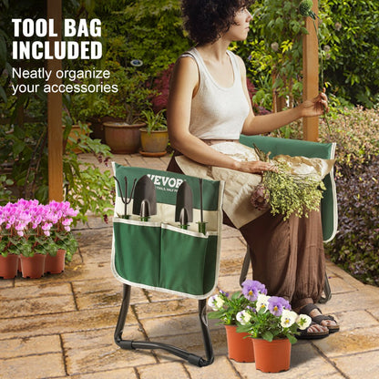 JK603 - Foldable Gardening Kneeler with 330 lbs Capacity & Tool Pouches