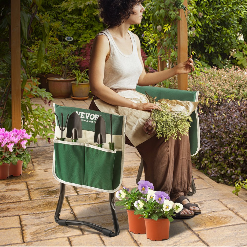 JK603 - Foldable Gardening Kneeler with 330 lbs Capacity & Tool Pouches