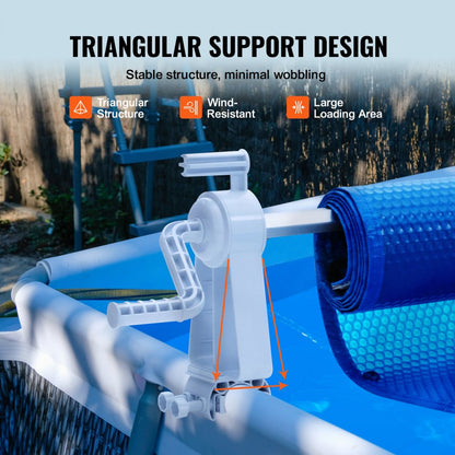 PCR04 - Durable 20 ft Pool Cover Reel, Easy Setup & Anti-Tip Design