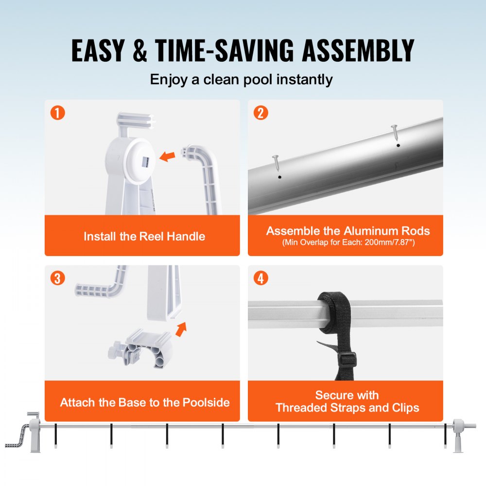PCR04 - Durable 20 ft Pool Cover Reel, Easy Setup & Anti-Tip Design