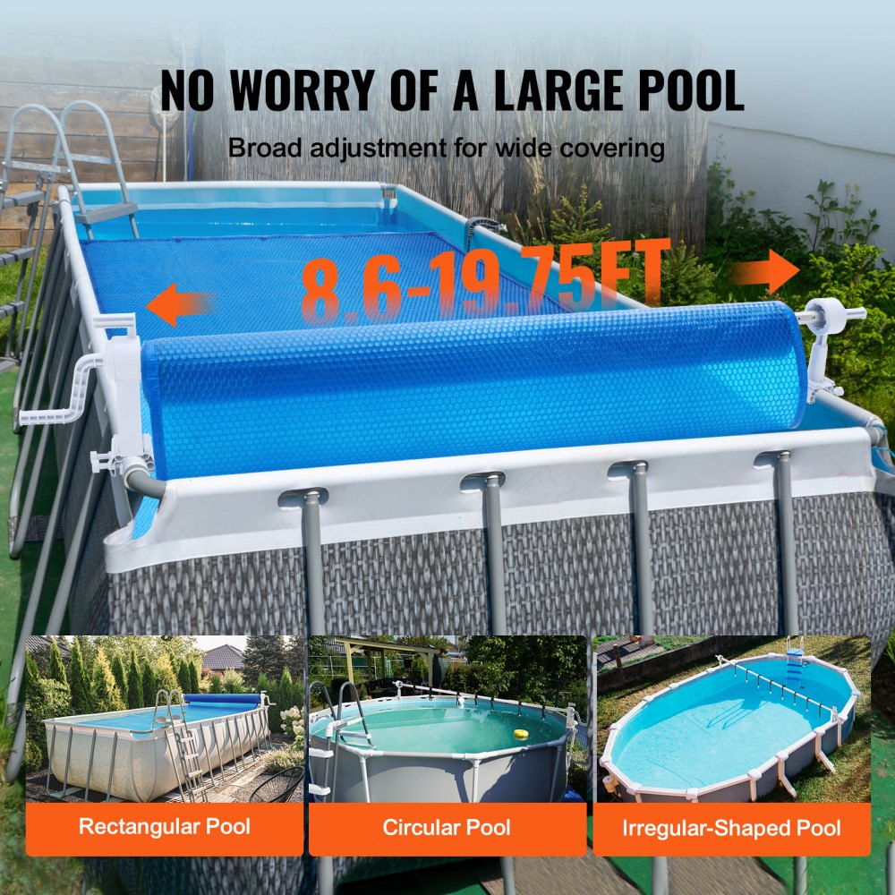 PCR04 - Durable 20 ft Pool Cover Reel, Easy Setup & Anti-Tip Design