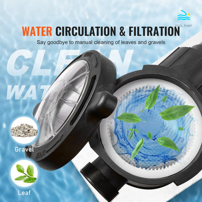 HAP750 - 1HP VEVOR Pool Pump, 80 GPM, Quiet & Durable Design