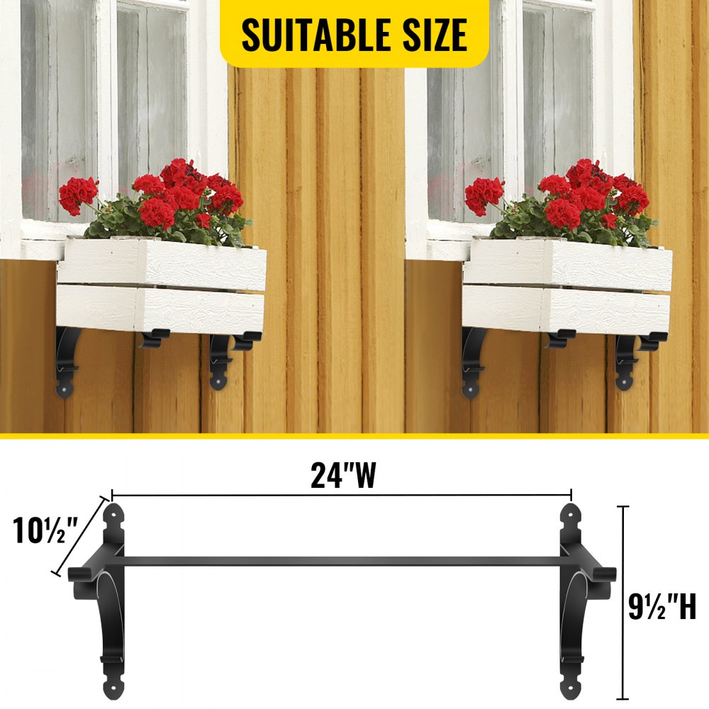 SS-JZ-0001 - Durable Iron Window Box Brackets Hold Up to 88lbs