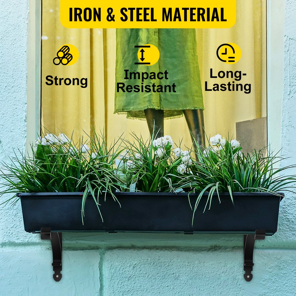 SS-JZ-0001 - Durable Iron Window Box Brackets Hold Up to 88lbs