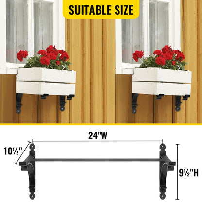 SS-JZ-0001 - Durable Iron Window Box Brackets for Up to 88lbs Support