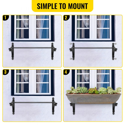 SS-JZ-0001 - Durable Iron Window Box Brackets for Up to 88lbs Support