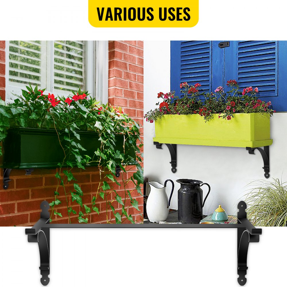 SS-JZ-0001 - Durable Iron Window Box Brackets for Up to 88lbs Support