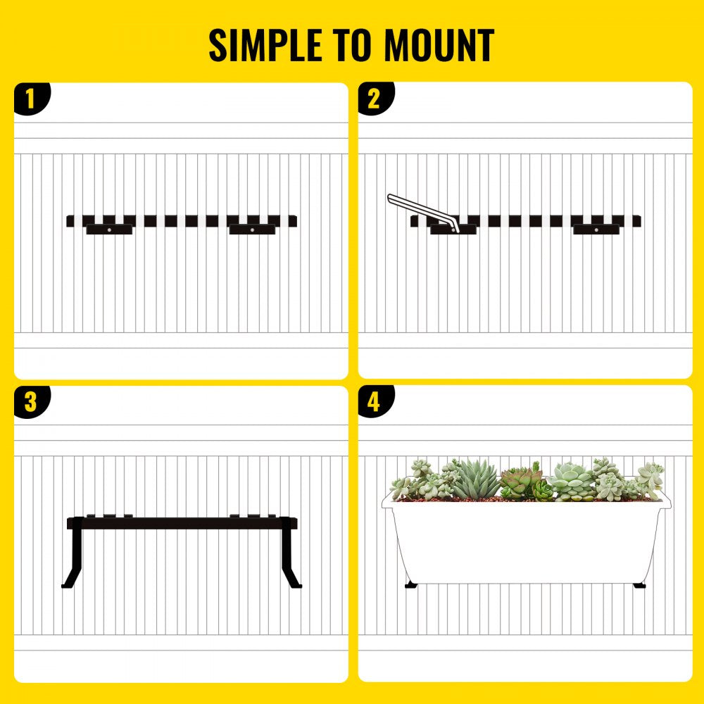 SS-JZ-0001 - Durable Stainless Steel Window Box Brackets, Holds Up to 88lbs