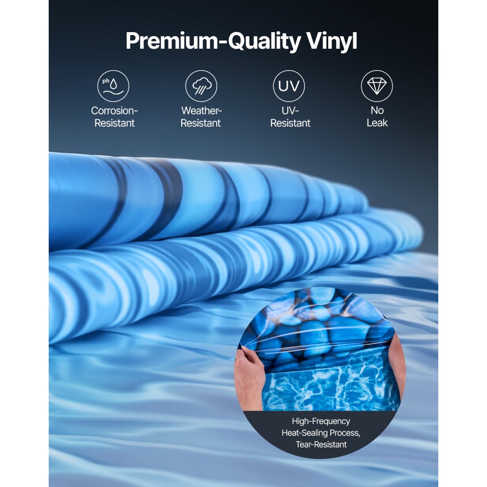 18X33X52X0.32 - Durable 18x33ft Oval Vinyl Pool Liner, 52in Wall Height
