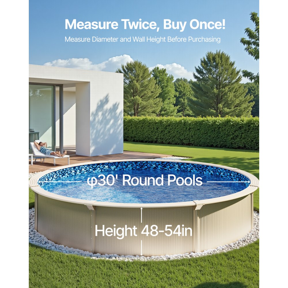 30X54X0.32 - Durable 30ft Round Pool Liner for 54in Walls