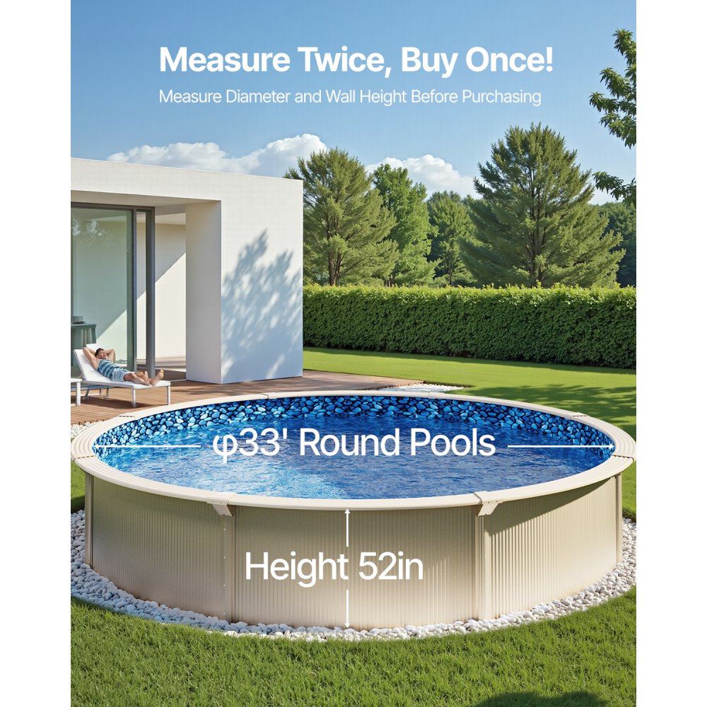 33X52X0.32 - Durable 33ft Round Pool Liner with 52in Wall Height