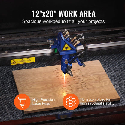KH5030 - 50W CO2 Laser Engraver, 12x20 in, Fast Cutting & Engraving