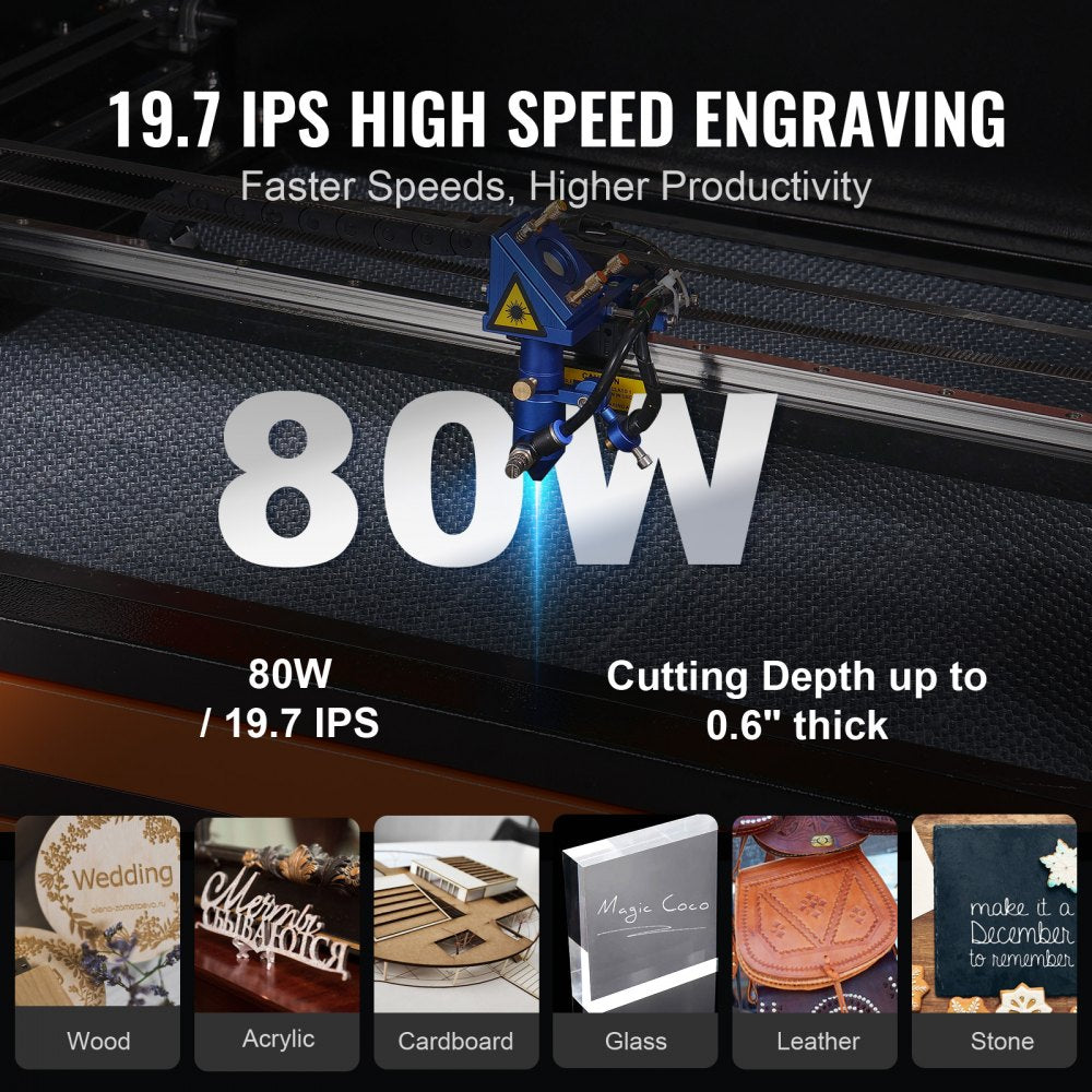 KH7050 - 80W CO2 Laser Engraver, Cuts 0.59" Thick at 19.7 IPS