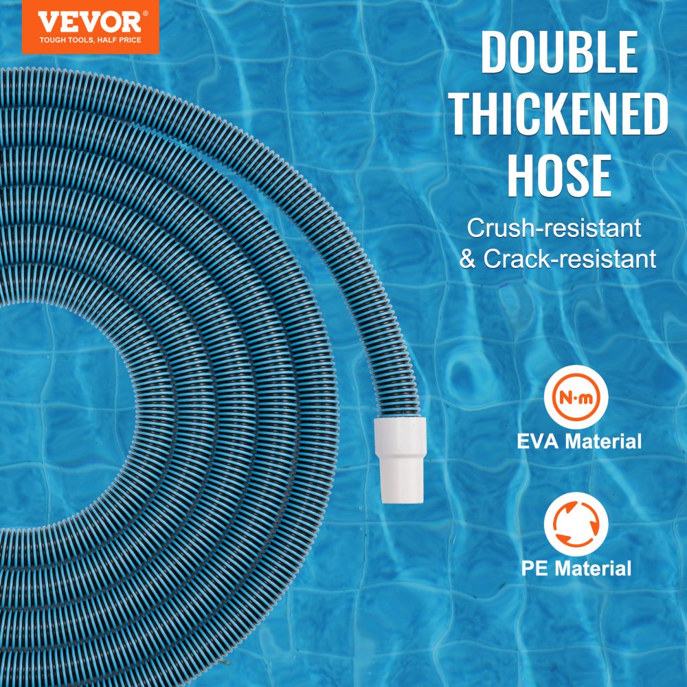 3809EVBU - 30ft 1.5" Pool Hose, High-Strength Compatible Vacuum Line