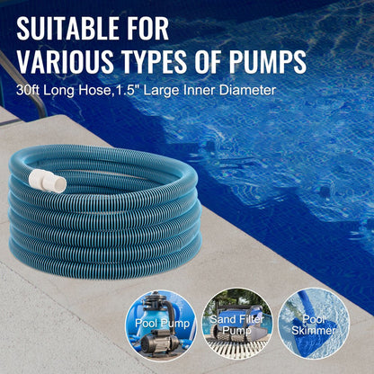 3809EVBU - 30ft 1.5" Pool Hose, High-Strength Compatible Vacuum Line