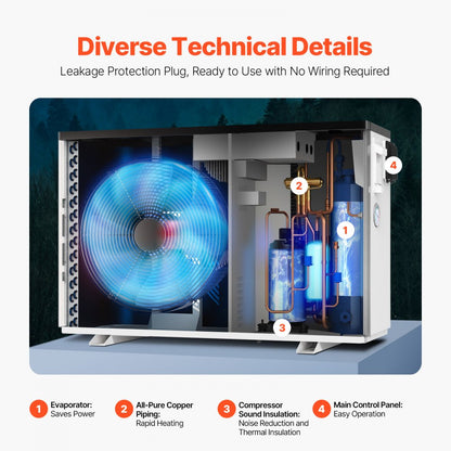 VDPYCA-65 - Efficient 22250 BTU Pool Heat Pump for Fast Heating