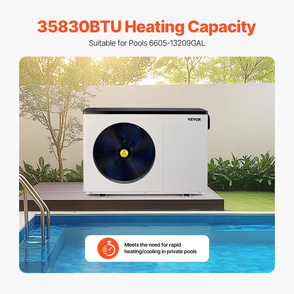 VDPYCA-110 - Electric Pool Heat Pump, 35830 BTU, Quiet & Efficient Heating
